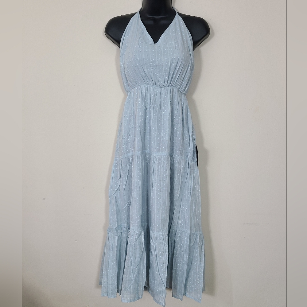 NWOT Lulu's Light Blue Halter Midi Dress